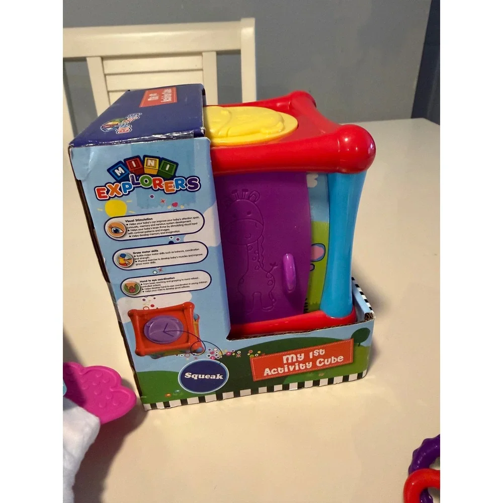 Playtex Baby Unicorn Teether Triangle Rattle & Mini Explorers Activity Cube Set